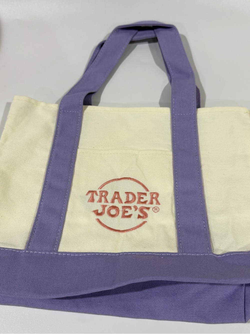 Trader Joe's Canvas Tote Set - Pink, Mint, Lavender Trim - Picture 4 of 6